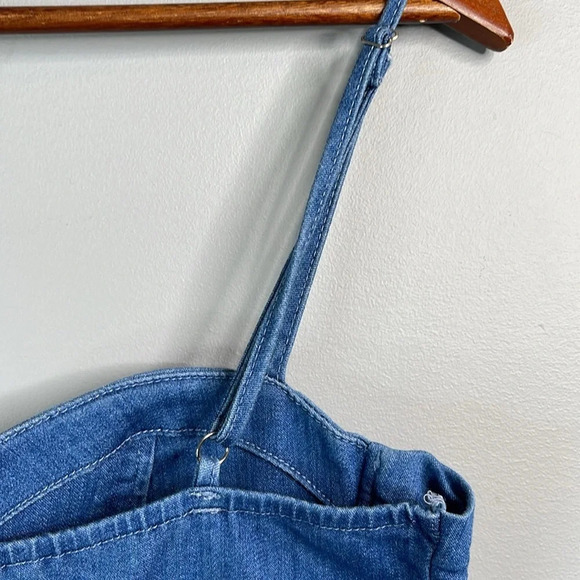 HAUTE MONDE Blue Denim Mini Dress Boustier Corset Stretch Adjustable Straps L - Picture 5 of 12